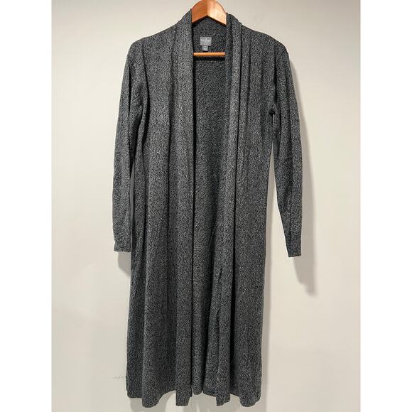 Soho Long Open Duster Cardigan Black and Gray Speckled Size Small JL - Picture 1 of 10